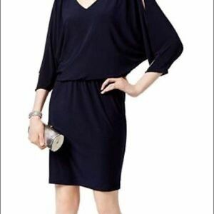 Special Occasion Cold shoulder dress with rhinestones on shoulder and sleeve’s.